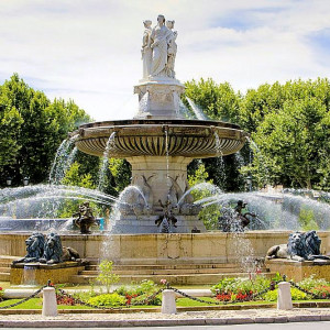Provence - Aix en Provence - the fountain that greets visitors to Aix's main boulevard - Le Cours Mirabeau