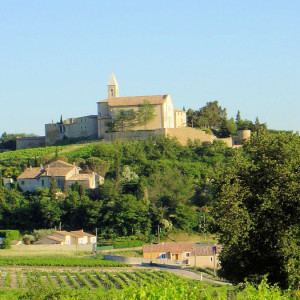 Provence - Cairanne - an early Spring view of the village across the vineyards