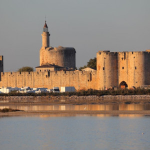 The beautiful town of Aigues Mortes behind its Medieval City Walls was one of the sites of departure for knights traveling to the Crusades