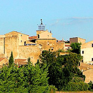 Provence - Grillon - The village silhouetted against a clear blue Provencal sky