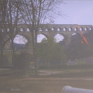  Pont du Gard in Provence on a misty, fall evening