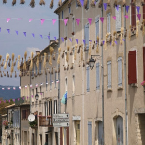 Provence - Sault - street decorated for lavender festival