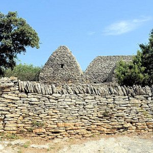 Ancient hut made of dry stones in The Bories Village next to Gordes