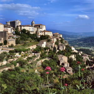 Looking across the hillside at the perched village of Gordes