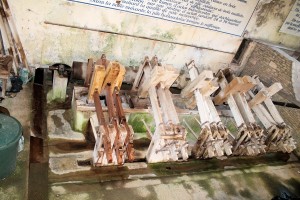 Wooden Mallets worked the wood chips into pulp - Fontaine de Vaucluse Wooden Mallets worked the wood chips into pulp - Fontaine de Vaucluse