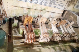 Wooden Mallets worked the wood chips into pulp - Fontaine de Vaucluse